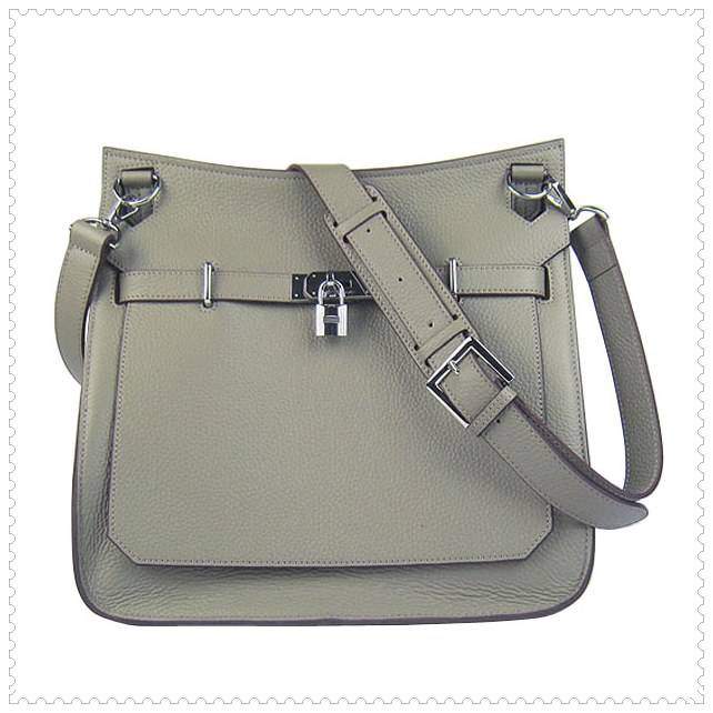 Hermes Jypsiere shoulder bag dark grey with silver hardware